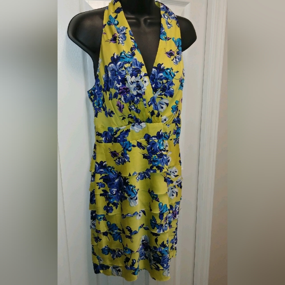 Evan Picone halter front floral dress.
